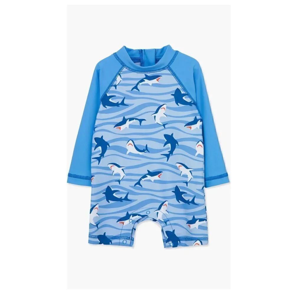 Little Me Shark Long Sleeve One Piece Swimsuit-NWT